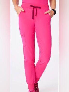 FIGS Women’s Hot Pink Drawstring Jogger Scrub Pants, size small, regular length